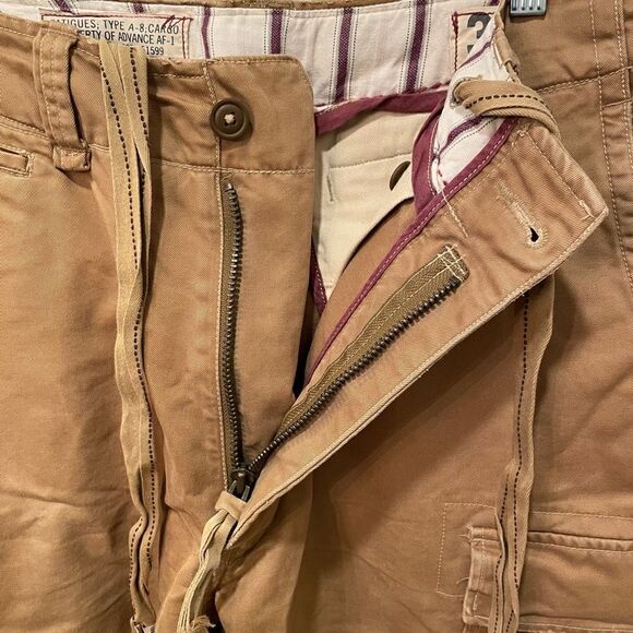 VINTAGE Abercrombie & Fitch Shorts Mens 32 Brown Tobacco Cargo Fatigues Y2K - Picture 9 of 15